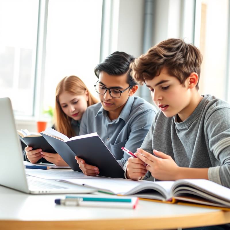 Jóvenes estudiando en un ambiente luminoso y moderno. Curso para principiantes.